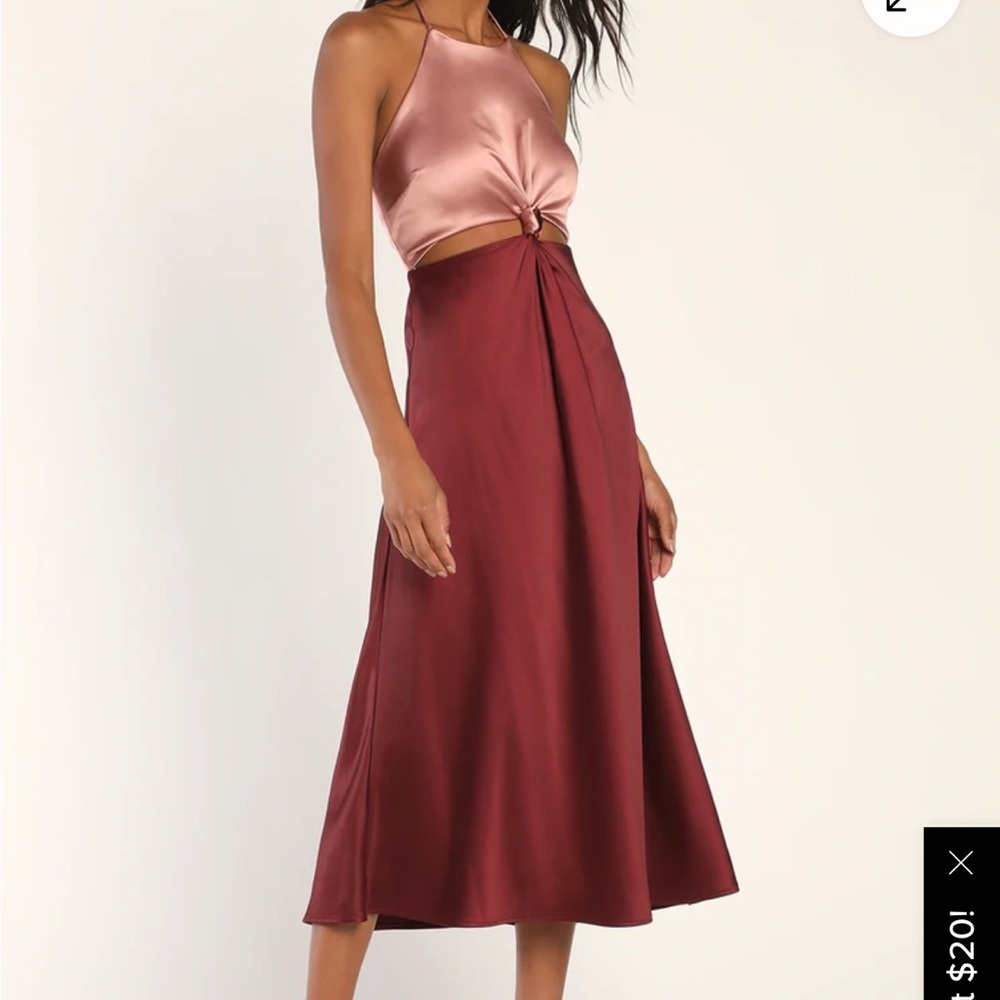Lulu's Red Maxi A-Line Skirt for Cocktail Nights NWT